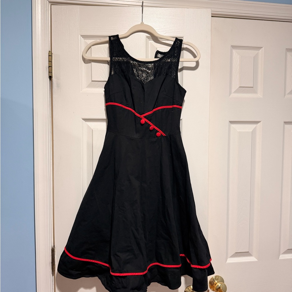 Black Dress with Red Accents